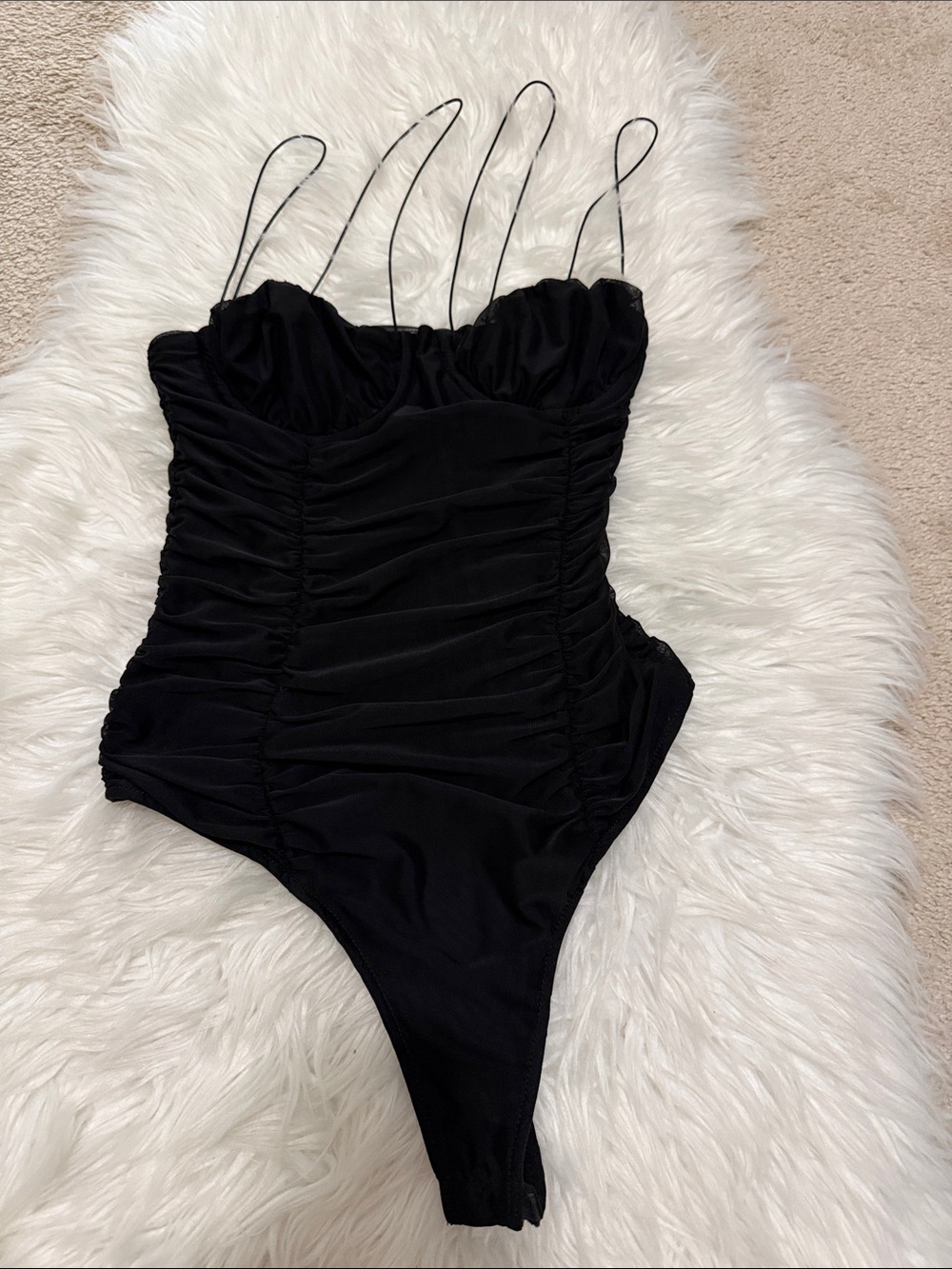 NWOT h:ours black bodysuit mesh